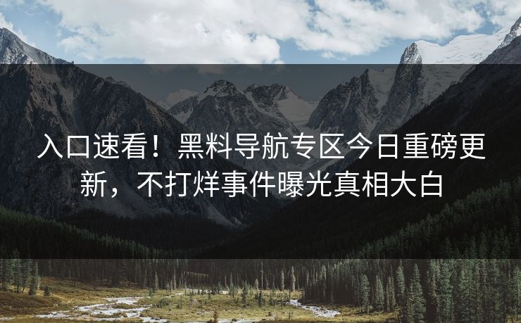 入口速看!黑料导航专区今日重磅更新,不打烊事件曝光真相大白