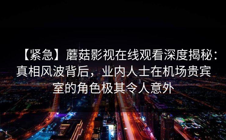 【紧急】蘑菇影视在线观看深度揭秘：真相风波背后，业内人士在机场贵宾室的角色极其令人意外