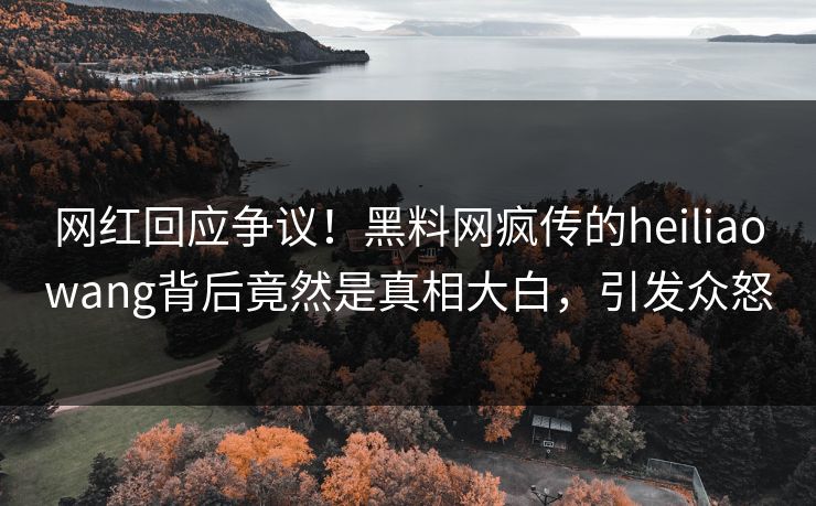 网红回应争议！黑料网疯传的heiliaowang背后竟然是真相大白，引发众怒