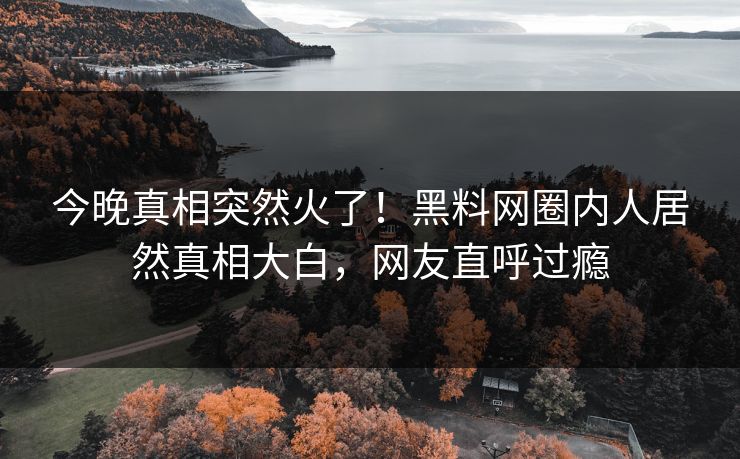 今晚真相突然火了！黑料网圈内人居然真相大白，网友直呼过瘾