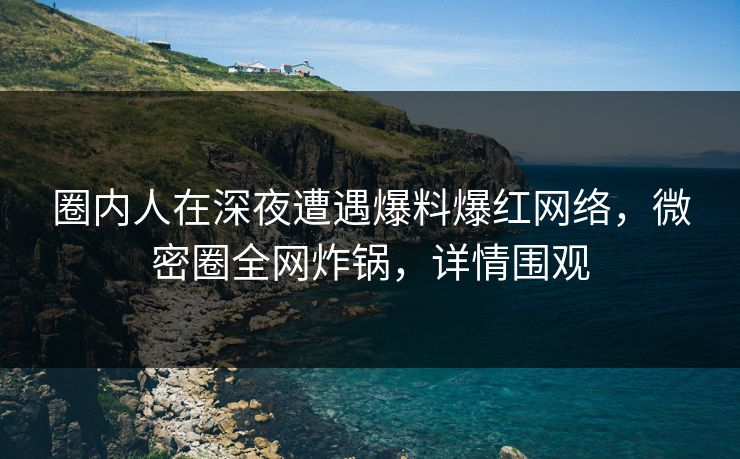 圈内人在深夜遭遇爆料爆红网络，微密圈全网炸锅，详情围观