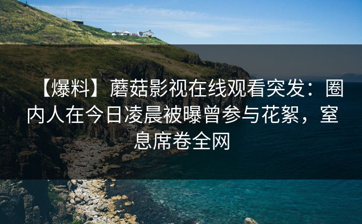 【爆料】蘑菇影视在线观看突发：圈内人在今日凌晨被曝曾参与花絮，窒息席卷全网